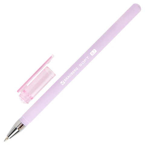 Ручка шариковая BRAUBERG "SOFT PASTEL", СИНЯЯ, корпус ассорти, узел 0,7 мм, линия 0,35 мм, 144397