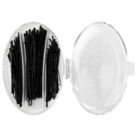 Невидимки для волос НАБОР 60 шт., 4,5 см, 5 см, 6 см, в кейсе, чёрный, MONTE VITA (МОНТЕ ВИТА), 457102