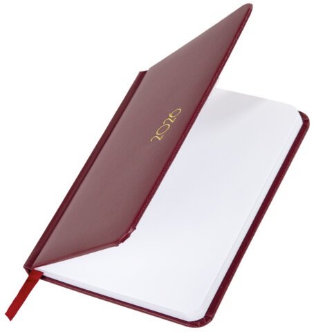 Еженедельник датированный 2026, МАЛЫЙ ФОРМАТ 95х155 мм, А6, BRAUBERG "Select", балакрон, бордо, 117194