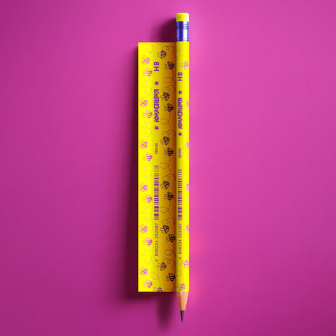 Карандаш чернографитный ЮНЛАНДИЯ, 1 шт., "Веселый Шмель", НВ, корпус с печатью, с резинкой, 181590