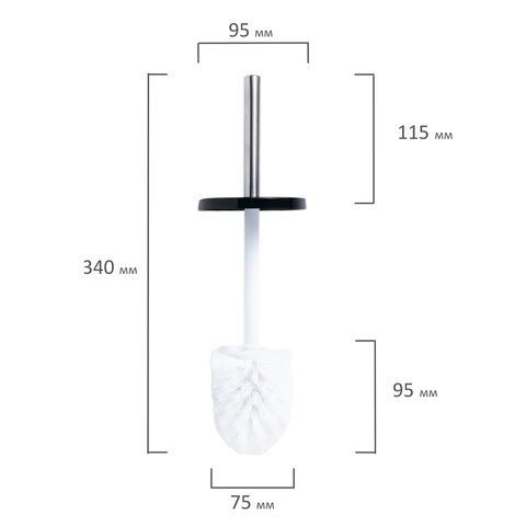 Ершик для унитаза с подставкой, металл, черный, глянцевый, LAIMA, 604960