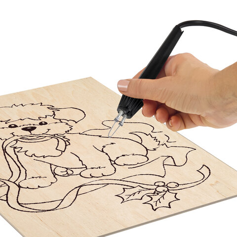 Прибор для выжигания "Узор-1" по дереву и ткани с регулировкой мощности, 2 насадки, BRAUBERG, 665267