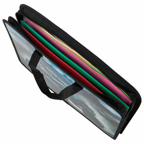 Папка на молнии с ручками ЮНЛАНДИЯ А4, 1 отделение, пластик, ширина 45 мм, "Space driver", 273360