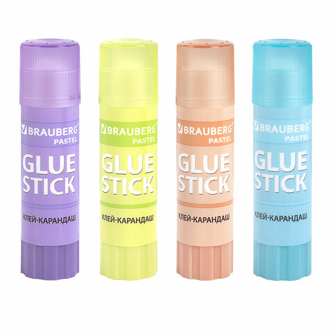 Клей-карандаш 15 г, ВЫГОДНАЯ УПАКОВКА, BRAUBERG PASTEL, 4 штуки на блистере, PVP-основа, 271250