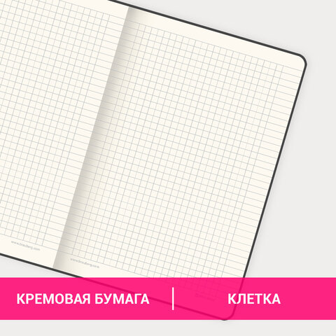 Блокнот А5 (148х218 мм), BRAUBERG "Income", 128 л., гладкий кожзаменитель, клетка, черный, 125208