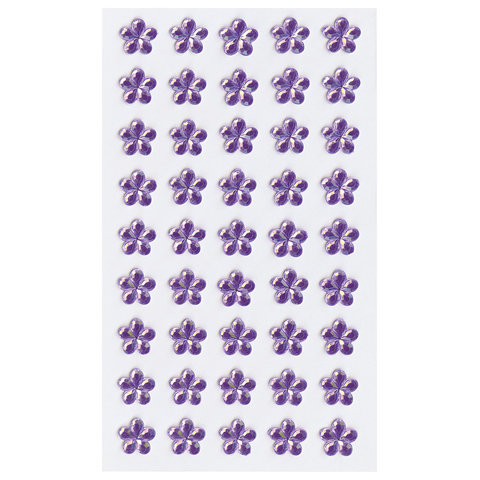 Стразы самоклеящиеся "Цветы", розовые, 10 мм, 45 шт., на подложке, ОСТРОВ СОКРОВИЩ, 661577