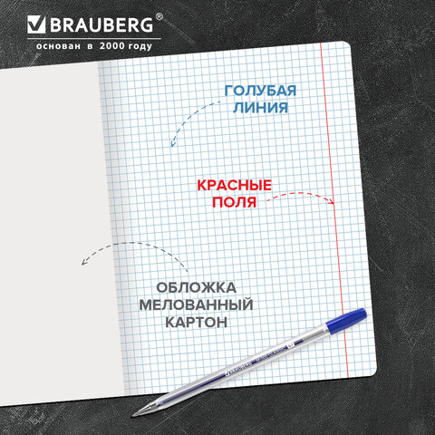 Тетрадь 24 л. BRAUBERG КЛАССИКА, клетка, обложка картон, ЧЕРНАЯ, 106649