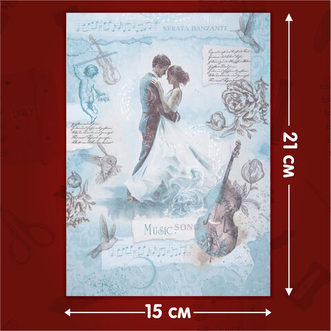 Бумага для скрапбукинга 15х21 см "Нотная Гамма", двусторонняя, 12 листов, 240 г/м2, ОСТРОВ СОКРОВИЩ, 665445