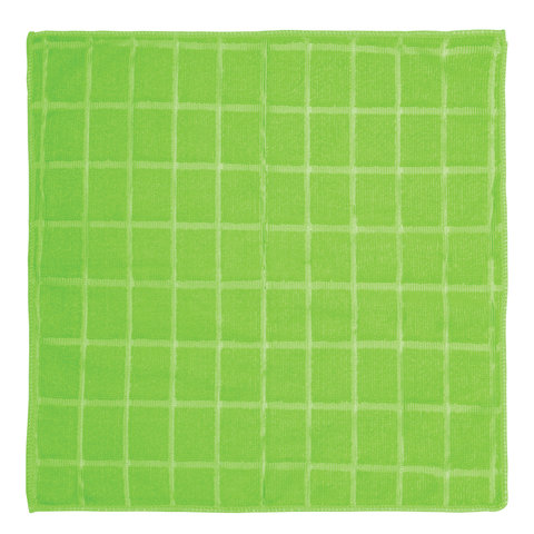 Салфетки из МИКРОФИБРЫ универсальные 40х40 см, КОМПЛЕКТ 3 шт., КЛЕТКА, зеленые, 220 г/м2, ЛЮБАША, 603948