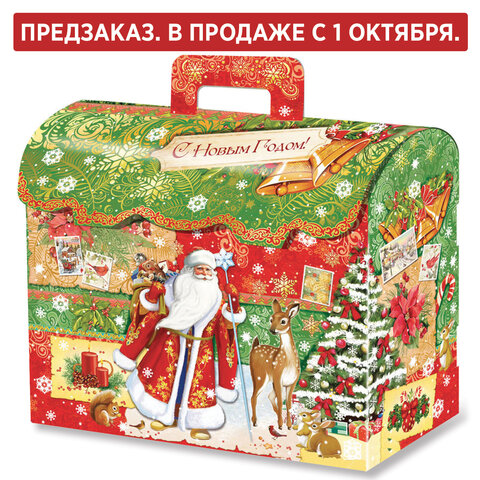 Подарок новогодний "СУНДУК. СПЕШУ НА ПРАЗДНИК", НАБОР конфет 1000 г, картонная коробка, МОСУПАК