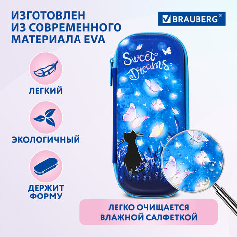 Пенал BRAUBERG, 1 отделение, 1 откидная планка, ЭВА, 22х10х5 см, "Заветная мечта", 270704