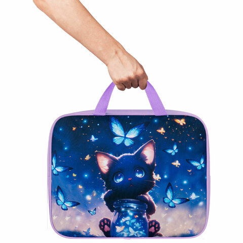 Папка на молнии с ручками BRAUBERG А4, 1 отделение, полиэстер, 80 мм, "Night catcher", 273301