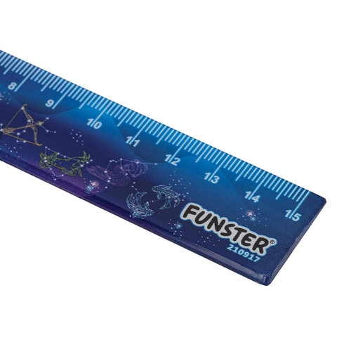 Линейка пластиковая 15 см, FUNSTER (ФАНСТЕР), "КОСМОС", ассорти, дисплей, 210917