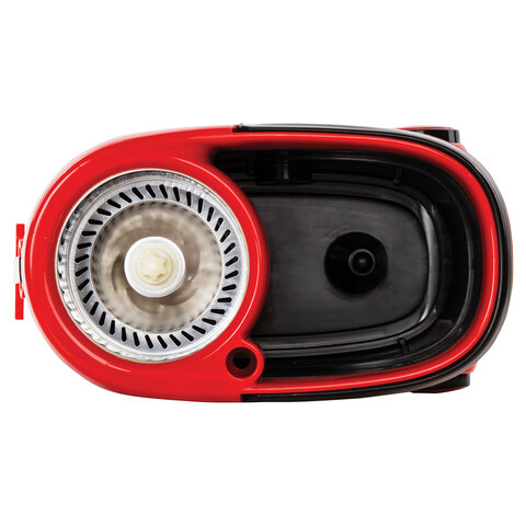 Швабра с отжимом и ведром 19л/9л на колесах и ручкой для перевозки, отжим центрифуга, 2 круглые насадки, черно-красный, LAIMA, 606303, M029B