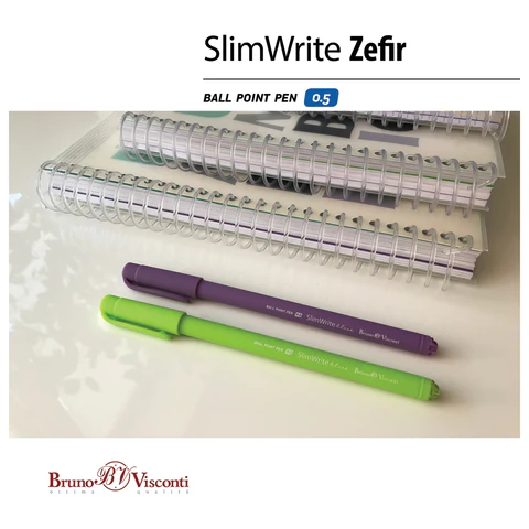 Ручка шариковая BRUNO VISCONTI "SlimWrite", "Zefir", СИНЯЯ, корпус ассорти, узел 0,5 мм, линия письма 0,3 мм, 20-0204