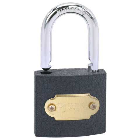 Замок навесной чугунный "Стандарт", ширина 32 мм, английский, 3 ключа, ГРАНДМАСТЕР, 671290