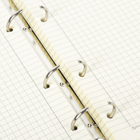 Тетрадь на кольцах А5 (180х220 мм), 120 листов, под кожу, клетка, BRAUBERG "Main", черный, 402004