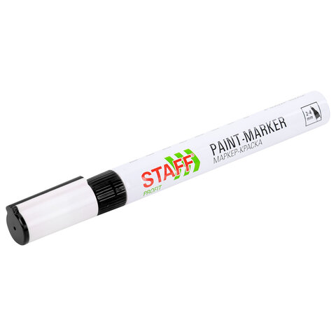 Маркер-краска лаковый (paint marker) 2-4 мм, ЧЕРНЫЙ, НИТРО-ОСНОВА, STAFF PROFIT, для любых поверхностей, 152578