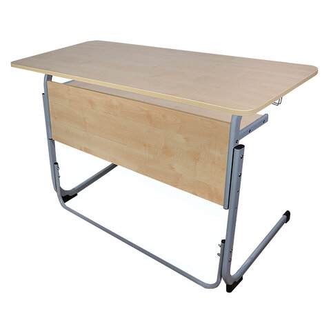 Стол-парта 2-местный регулируемый "Атлант", 1200х500х640-760 мм, рост 4-6, серый каркас, ЛДСП клён