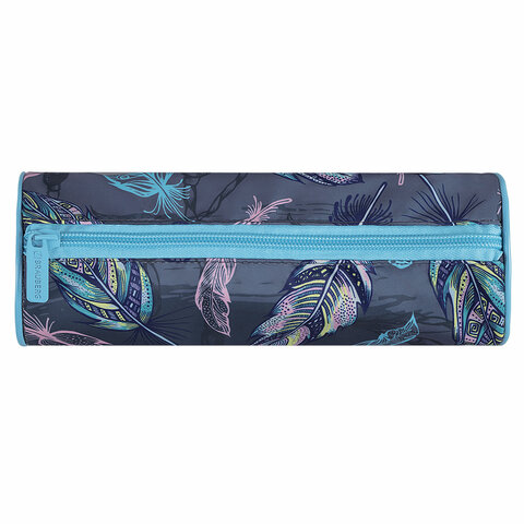Пенал-тубус BRAUBERG, с эффектом SOFT TOUCH, полиэстер, "Feathers", 22х8 см, 270058