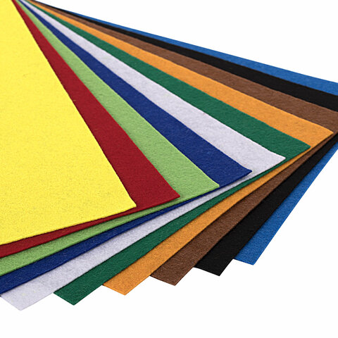 Цветной фетр МЯГКИЙ А4, 2 мм, 10 листов, 10 цветов, плотность 170 г/м2, ОСТРОВ СОКРОВИЩ, 660088