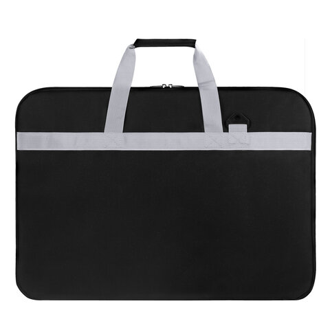 Сумка для художника СУПЕР РАЗМЕР А2+ (62 см х 45 см), чёрная, накладной карман, BRAUBERG ART CLASSIC, 272986