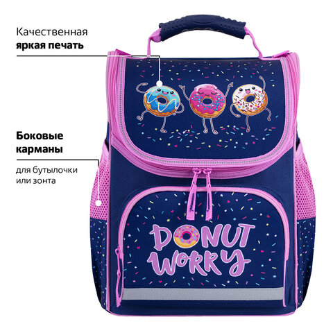 Ранец ПИФАГОР BASIC, 1 отделение, 3 кармана, эргономичная спинка, "Comic donuts", 35х28х18 см, 273137