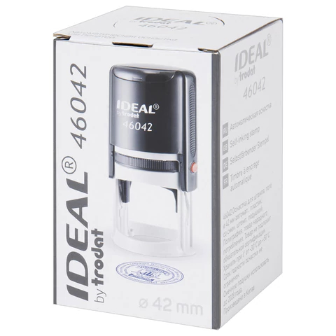 Оснастка для печатей оттиск D=42 мм, синий, TRODAT IDEAL 46042 P2, корпус БИРЮЗОВЫЙ, c крышкой, подушка, 198959