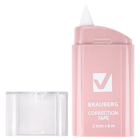 Корректирующая лента BRAUBERG COMPACT PASTEL, 5 мм х 6 м, КОМПЛЕКТ 6 штук, пенал с zip-lock, 272496