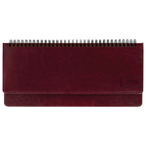 Планинг датированный 2026 305х140 мм BRAUBERG "Imperial", под кожу, бордовый, 117227