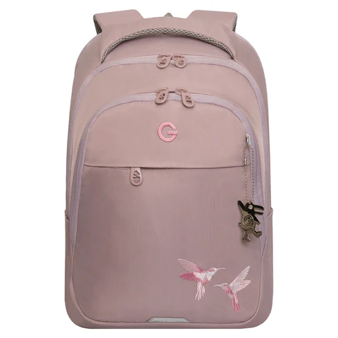 Рюкзак GRIZZLY школьный, анатомическая спинка, 2 отделения, для девочек, "COLIBRI", розовый, 40х29х20 см, RD-540-2/2