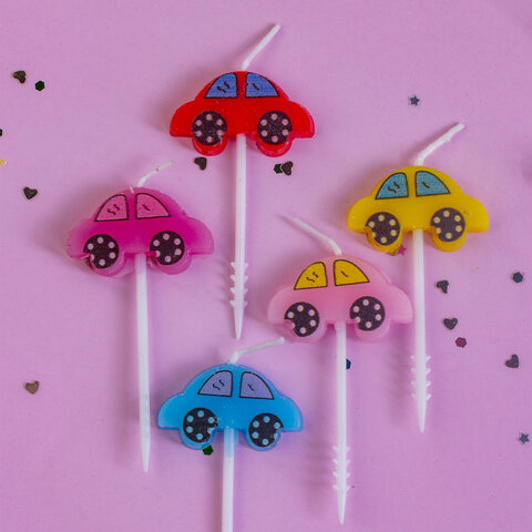 Свечи фигурные для торта на шпажках "Машинки", 5 шт., 2х3 см, ЗОЛОТАЯ СКАЗКА, 591464