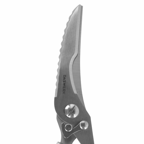 Ножницы-секатор кухонные DASWERK (ДАСВЕРК), 260 мм, фиксатор, зазубренные, металлические, 608902