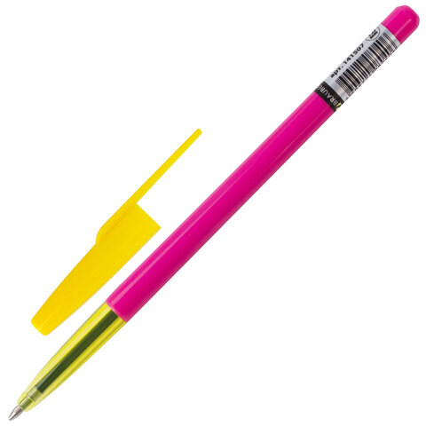 Ручка шариковая BRAUBERG "Color", СИНЯЯ, корпус ассорти, узел 1 мм, линия письма 0,5 мм, 141507