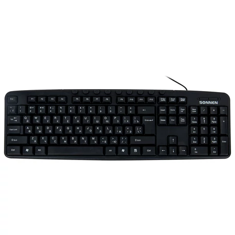 Клавиатура проводная SONNEN KB-8137, USB, 104 клавиши + 9 дополнительных, мультимедийная, черная, 512652