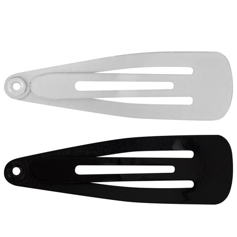 Заколки для волос НАБОР 10 шт., 4 см, клик-клак, глянцевый черный, перламутровый белый, MONTE VITA (МОНТЕ ВИТА), 457085