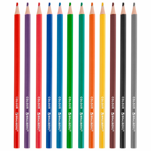 Карандаши цветные "АССОРТИ 8 ДИЗАЙНОВ 3-10 лет", 12 цветов, трехгранные, BRAUBERG, 182055