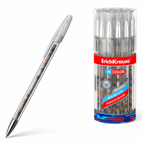 Ручка гелевая ERICH KRAUSE InColor "Rough Native", СИНЯЯ, игольчатый узел 0,5 мм, линия письма 0,4 мм, 48785