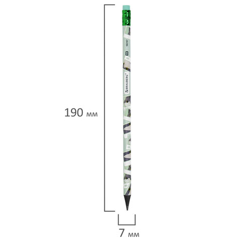 Карандаш чернографитный с принтом кросс-серия МИЛЫЕ КОТЫ, 1 шт., HB, ластик, ассорти, BRAUBERG, 182107