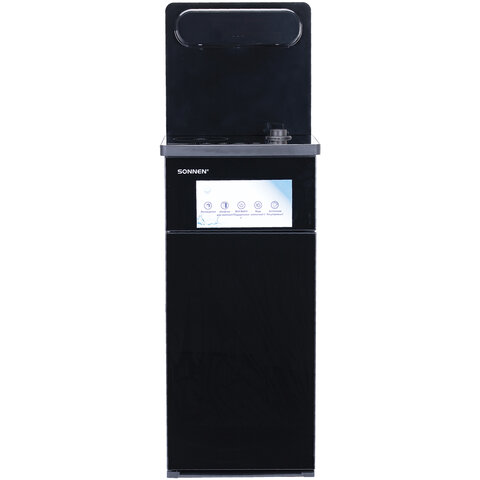 Кулер для воды с чайником SONNEN TBE-01 Tea Bar, напольный, ОХЛАЖДЕНИЕ ЭЛЕКТРОННОЕ, сенсорное управление, пульт ДУ, дисплей, шкафчик, 455749