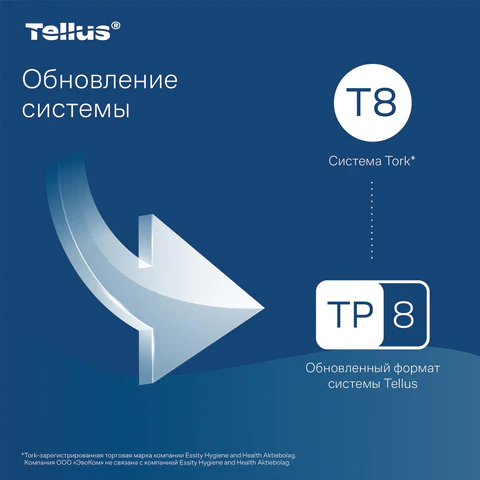 Бумага туалетная 207 м, Tellus/TORK (Система T8) SmartOne, ADVANCED, КОМПЛЕКТ 8 рулонов, 2-слойная, 472272