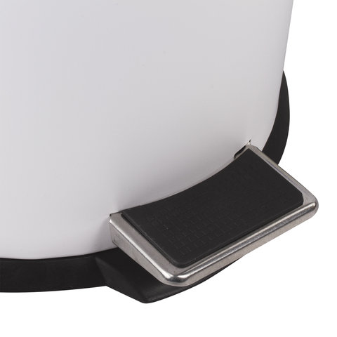 Ведро мусорное с педалью 12 литров "Classic", БЕЛОЕ ГЛЯНЦЕВОЕ, металлическое, со съемным внутренним ведром, LAIMA, 604948