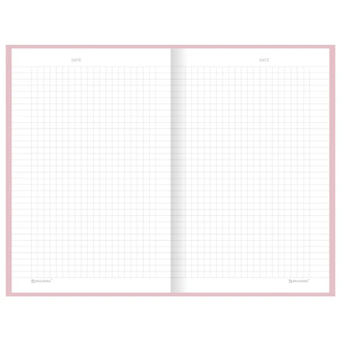 Блокнот А5 134х206 мм, 80 л., твёрдый, клетка, BRAUBERG "Minimal", розовый, 116441