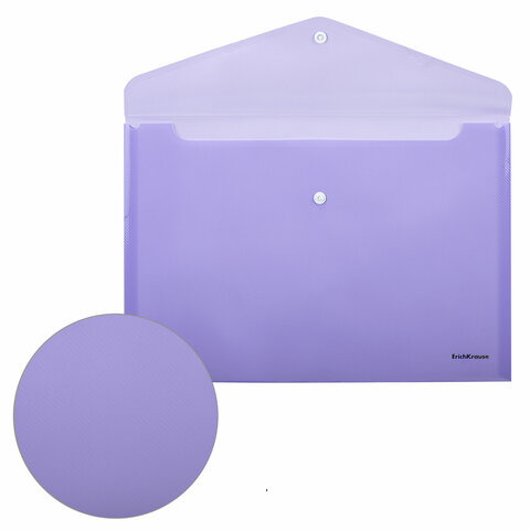 Папка-конверт с кнопкой ERICH KRAUSE "Diagonal Pastel", А4, до 120 л., непрозрачная, ассорти, 0,18 мм, 50322