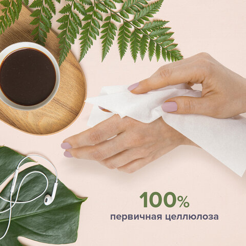 Салфетки косметические 100 штук в картонном боксе, 2-слойные, LAIMA/ЛАЙМА, 19,5х20 см, 126909