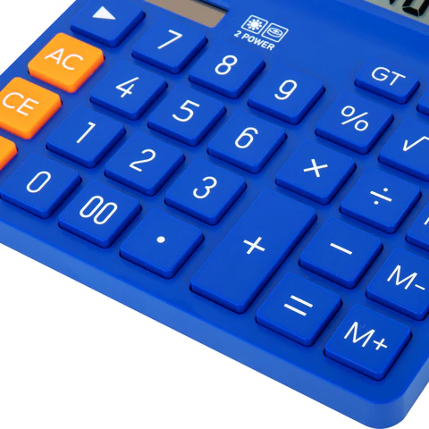 Калькулятор настольный BRAUBERG DIGITAL-12-BL (151х152 мм), 12 разрядов, двойное питание, СИНИЙ, 272969