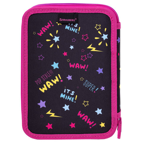 Пенал BRAUBERG, 3 отделения, полиэстер, 21х14 см, "Pop Style", 271550