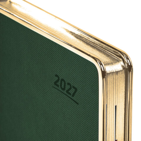 Ежедневник датированный 2027, А5, 148х218 мм, GALANT "Infinity Gold", под кожу, темно-зеленый, 118063