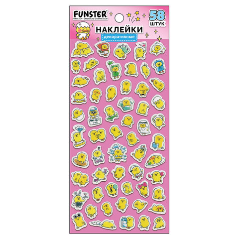 Наклейки декоративные "Настроение", 17,5х9 см, ассорти 4 вида, FUNSTER (ФАНСТЕР), 666098