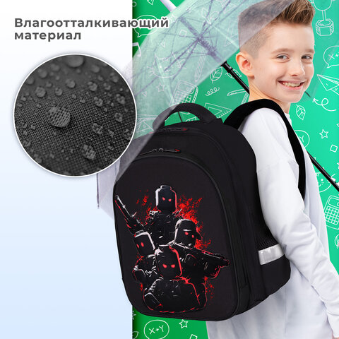 Ранец BRAUBERG KIDS STANDARD, 2 отделения, Terrible fighters, 36х28х14 см, 273146